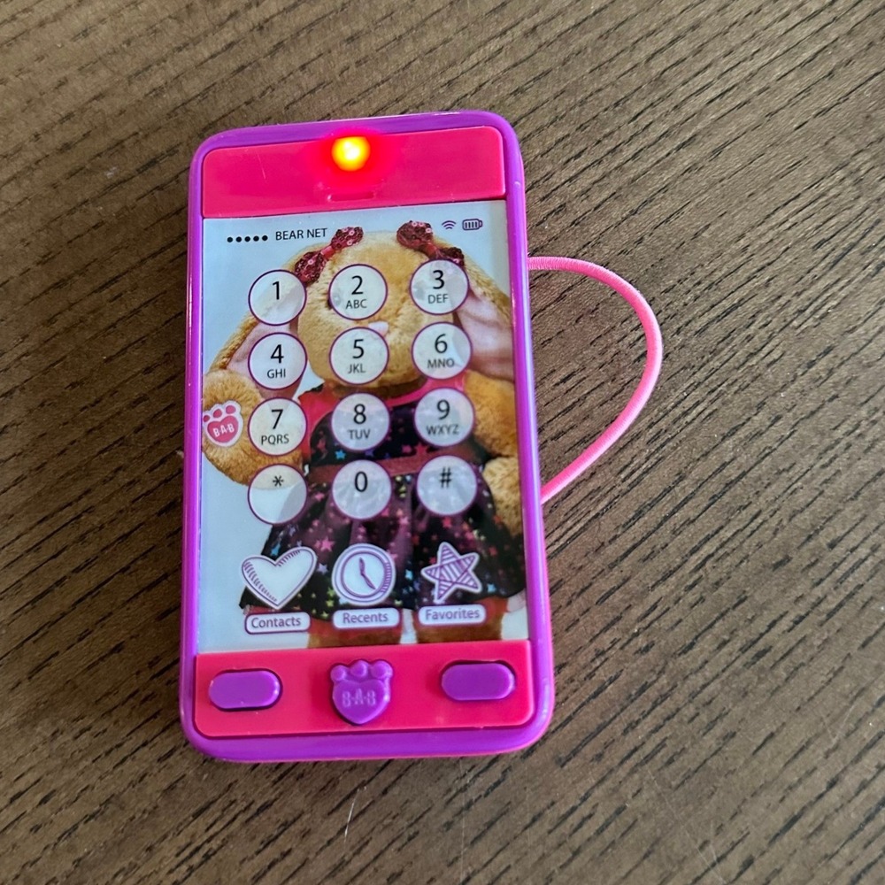 Build-A-Bear Workshop Pink Toy Cell Phone Light Up Sound 25043 WORKS